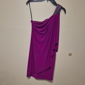 BELLISSIMA Elegant Purple One-Shoulder Dress - 4